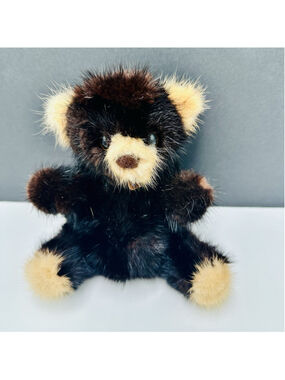 Vintage Genuine Mink Teddy Bear Black 6" Plush Rare Bear Inc 1982